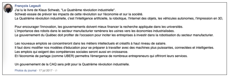 Message 1er Ministre québécois