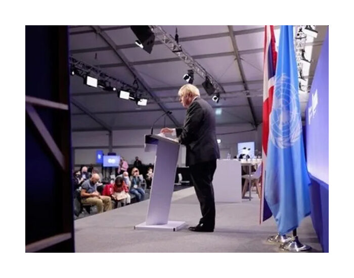 Cliquer pour agrandir Boris Johnson à la tribune de la COP26