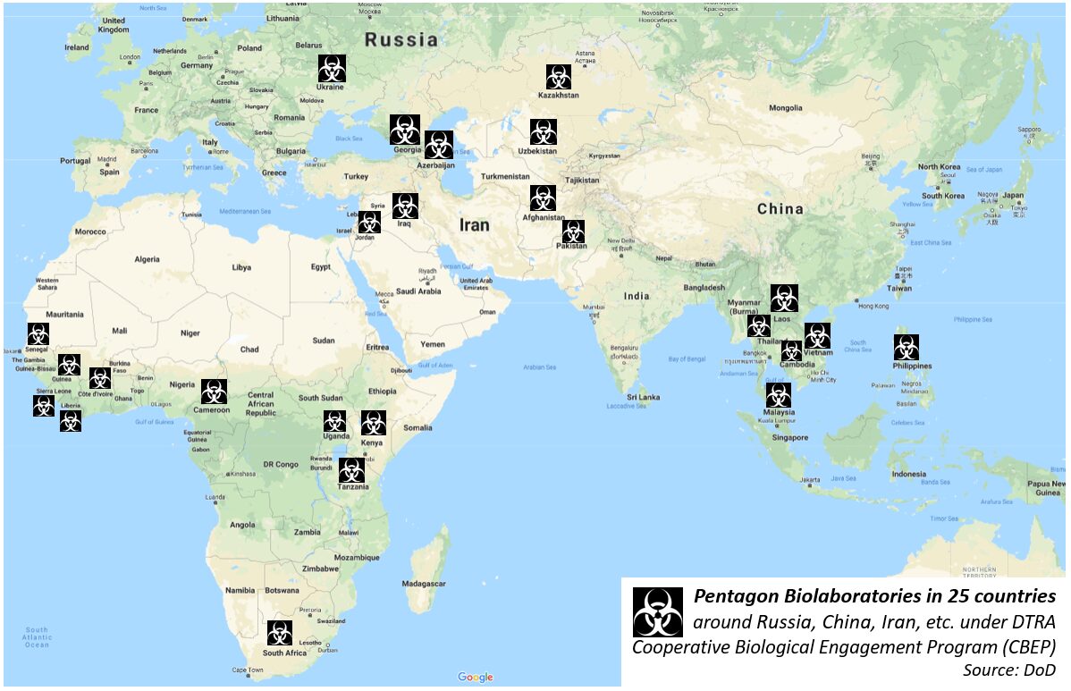 Laboratoires militaires US dans 25 pays