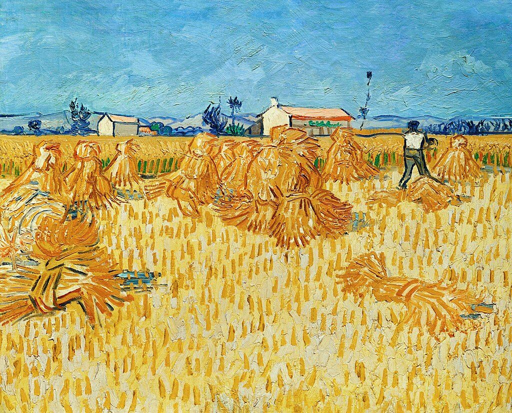 Vincent van Gogh - tableau intitulé « Moisson en Provence » ou « Champ de blé avec des gerbes »