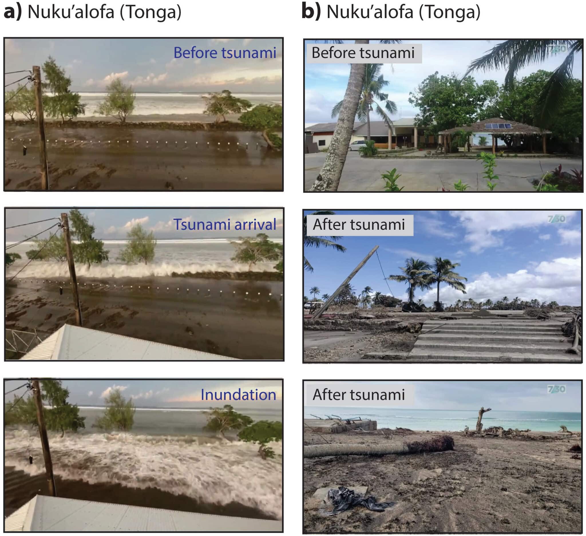 tsunami sur Nuku’alofa, la capitale des Tonga.