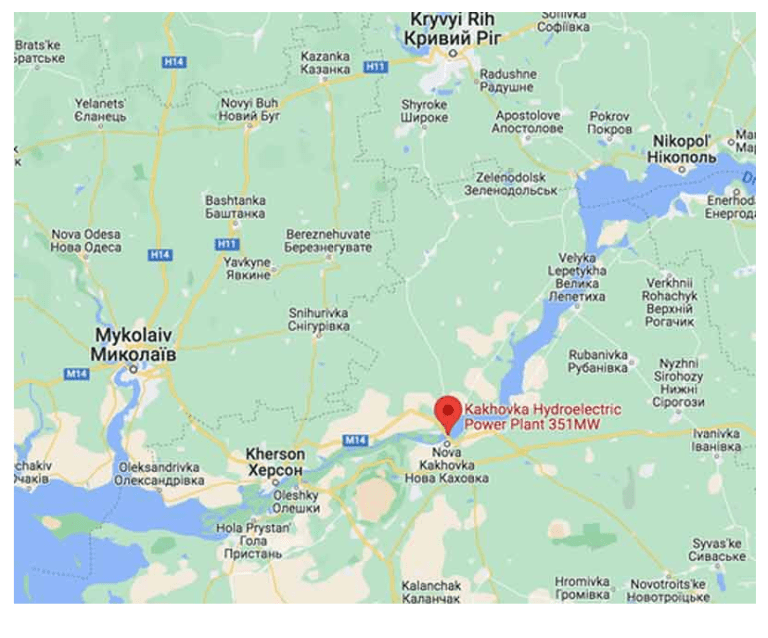 Cliquer pour agrandir barrage hydroélectrique de Kakhovka
