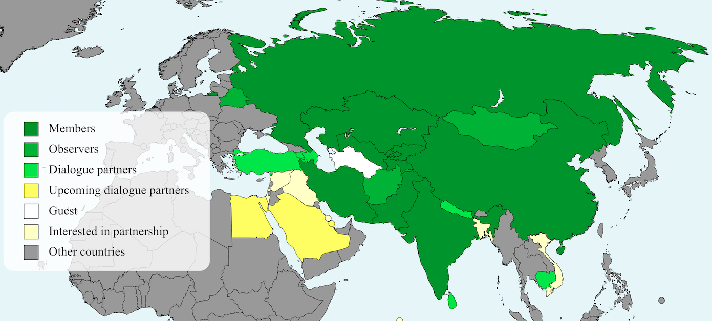 Cliquer pour agrandir Carte de l’Organisation de coopération de Shanghai