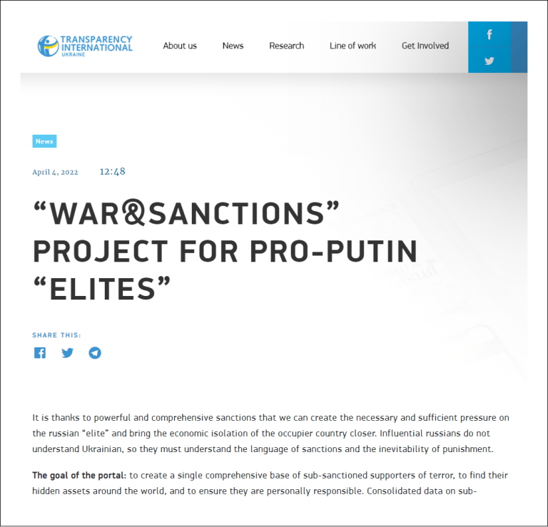 sanctions contre poutine élites