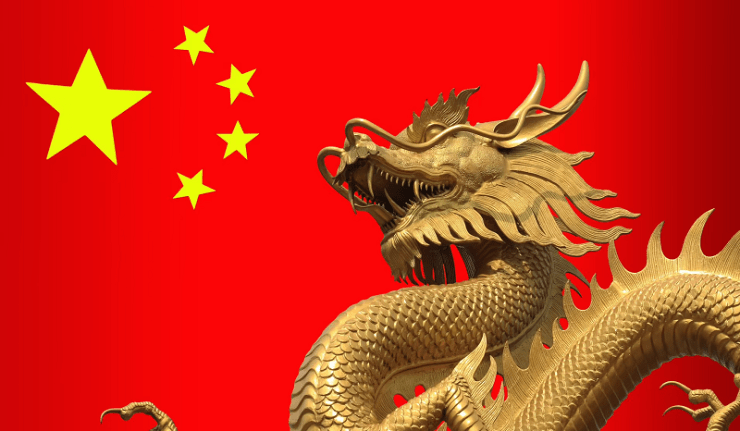 chine dragon drapeau