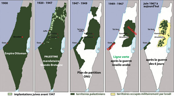 carte de la palestine perte du territoire