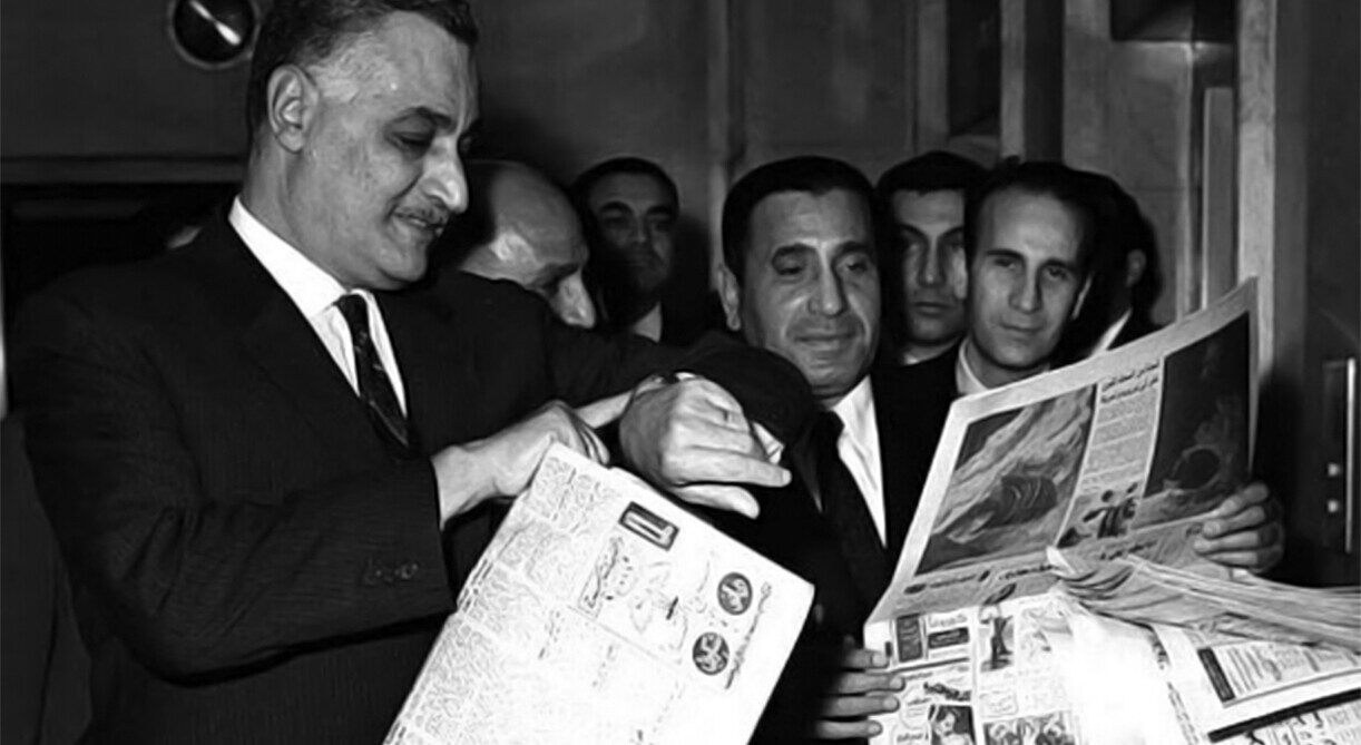 Gamal Abdel Nasser et Mohammed Hassanein Heykal
