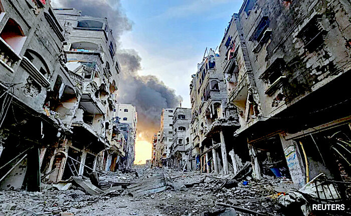 bombed street