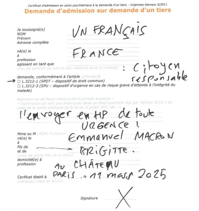 Hospitalisation à la demande d'un tiers (HDT) pour monsieur Emmanuel ...