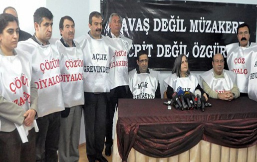 Members of parliament of the pro-Kurdish party BDP, united of the hunger strikers
