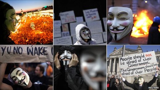 Guy Fawkes vendetta demonstration