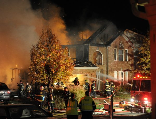 House in fire, Indianapolis explosion