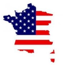 France map with US flag