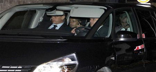 Nicolas Sarkozy in a car