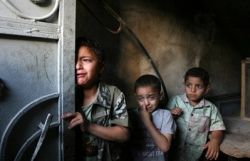 Gaza kids crying