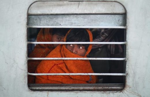 Childs in a train India