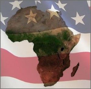 USA flag on Africa map