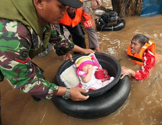 Jakarta floods, rescue and people