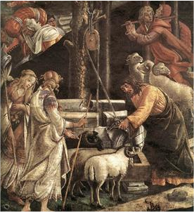 Moïse au puits, par Boticelli