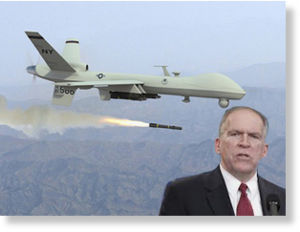 Le futur directeur de la CIA, John Brennan et l'un des drones de la CIA qu‘il veut vous faire découvrir