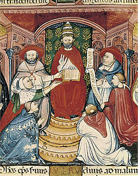 Le pape Clément V sur le trône pontifical