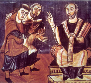 Alcuin remettant le Codex Fuldensis