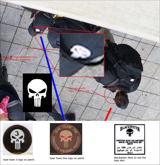 Attentats de Boston_Comme le montre cette comparaison, leur accoutrement peut être celui des Navy Seals (forces spéciales de l’US Navy) ou des mercenaires de type Blackwater, appelés « defense contractors »