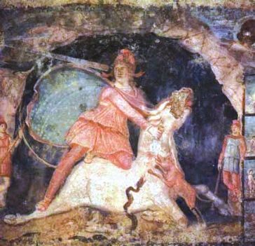 Mithra et le taureau, fresque de la ville de Marino.