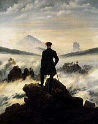 Peinture-Un homm en haut de la montagne
