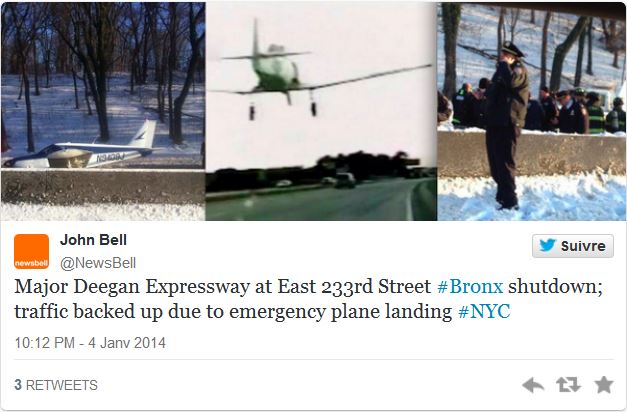 Un avion atterrit dans le Bronx