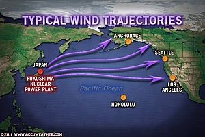Les trajectoires des vents radioactifs autour de Fukushima