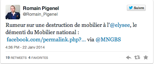 tweet-elysee rumeur mobilier détruit Elysée