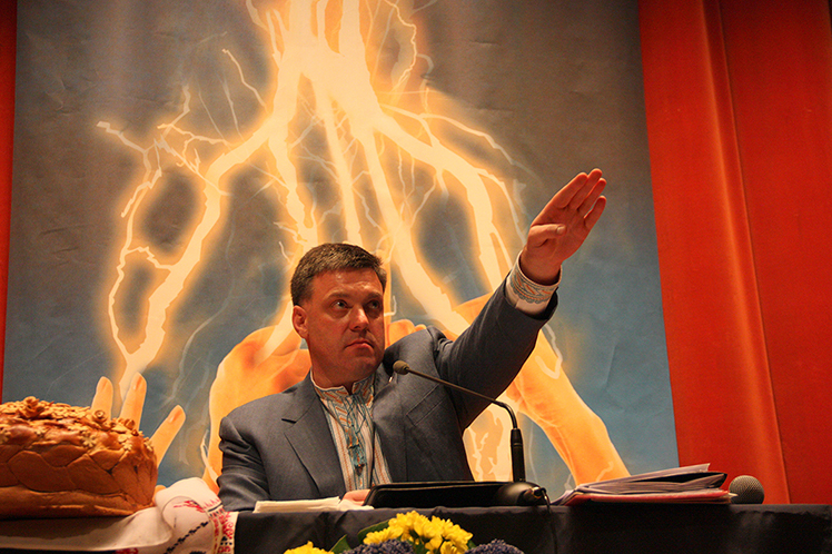 Le député Oleh Tyahnybok, leader du parti d’extrême-droite Union panukrainienne « Liberté » (Svoboda). 