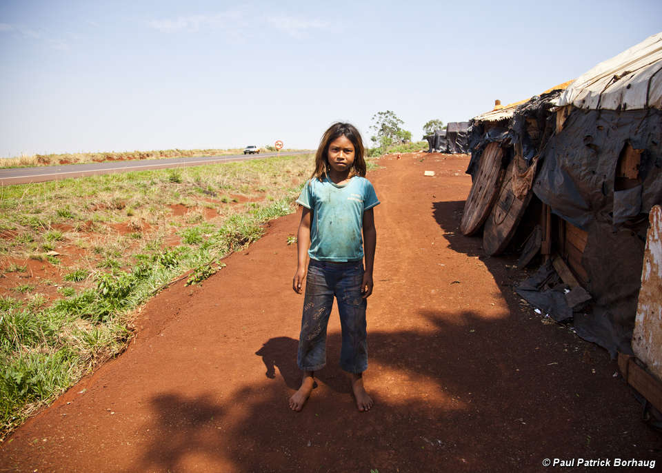 Les Guarani du Brésil sont contraints de vivre au bord des routes. Dépossédés de leurs terres, des centaines de Guarani se sont suicidé, dont des enfants âgés d'à peine neuf ans.