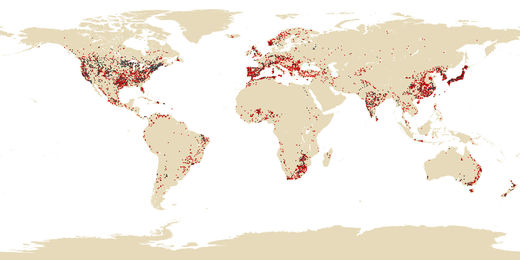 Carte des barrages dans le monde