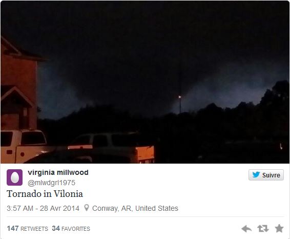 Capture Twitter Tornado in Vilonia, USA