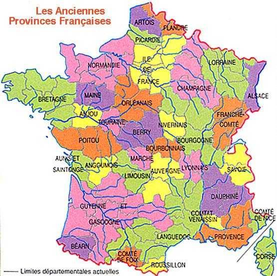Carte les anciennes provinces françaises